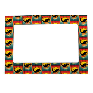 Vintage Sunset Hammerhead Shark Magnetic Frame