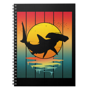 Vintage Sunset Hammerhead Shark Notebook