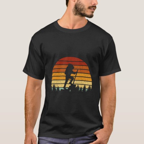 Vintage Sunset Hiking Gift For Hikers And Mountain T_Shirt