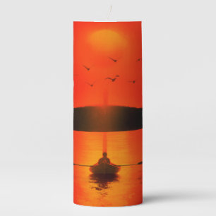Vintage Sunset Hope Faith Love Encouragement Pillar Candle