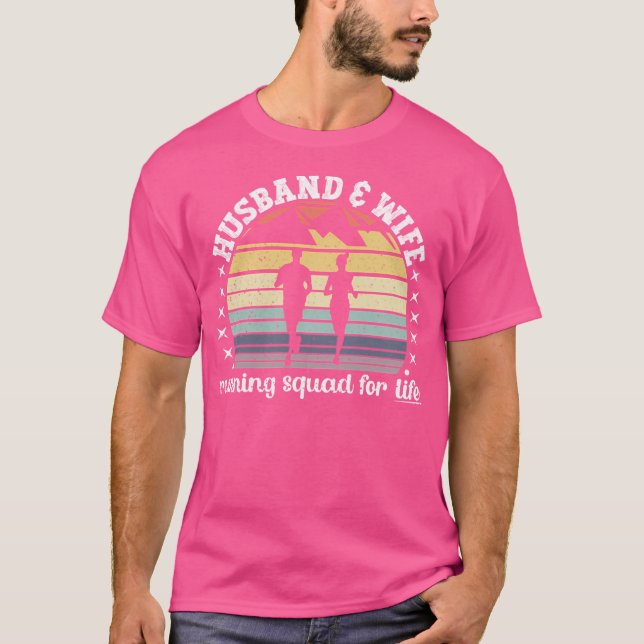 Vintage Sunset Husband  Wife Running Squad T-Shirt (Front)