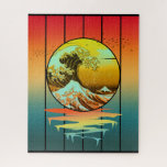 Vintage Sunset Japanese Kanagawa Wave Ocean  Jigsaw Puzzle