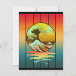 Vintage Sunset Japanese Kanagawa Wave Ocean  Postcard