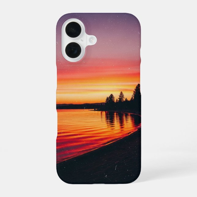 Vintage Sunset Lake Reflection iPhone Case (Back)