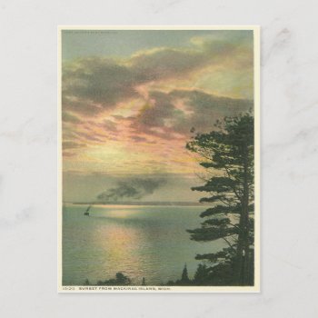 Vintage Sunset Mackinac Island Michigan Postcard by thedustyattic at Zazzle