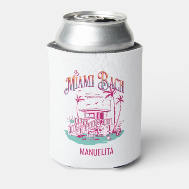vintage sunset miami bachelorette party can cooler (Can Back)