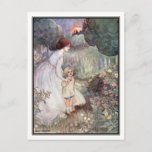 Vintage Sunset Mother and Son by Anne Anderson Postcard