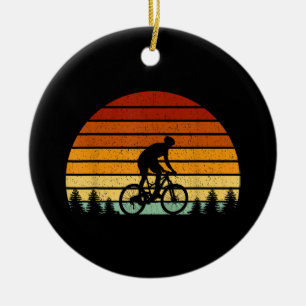 Vintage Sunset Mountain Biking Gift For Mountain B Ceramic Ornament