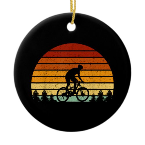Vintage Sunset Mountain Biking Gift For Mountain B Ceramic Ornament