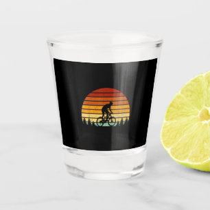 Vintage Sunset Mountain Biking Gift For Mountain B Shot Glass