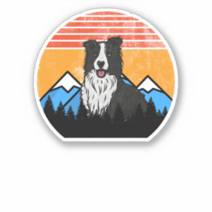 Vintage Sunset Mountains and Forest Border Collie  Sticker