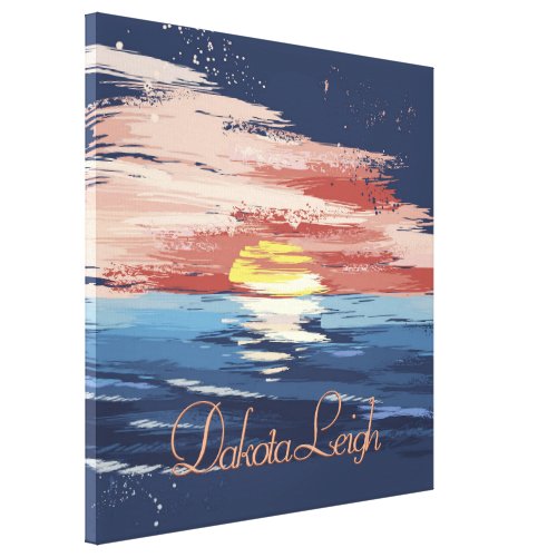 Vintage Sunset  Muted Abstract Dark Blue Coral Canvas Print