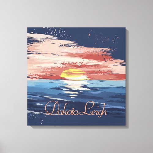 Vintage Sunset  Muted Abstract Dark Blue Coral Canvas Print