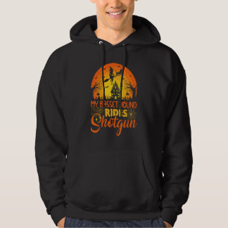Vintage Sunset My Basset Hound Dog Ride Shotgun Ha Hoodie
