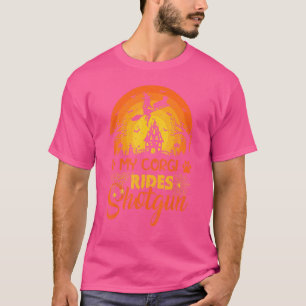 Vintage Sunset My Corgi Dog Ride Shotgun Halloween T-Shirt