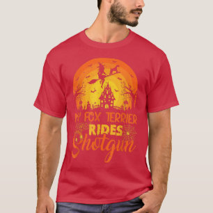 Vintage Sunset My Fox Terrier Dog Ride Shotgun Hal T-Shirt