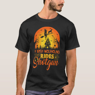 Vintage Sunset My Irish Wolfhound Dog Ride Shotgun T-Shirt