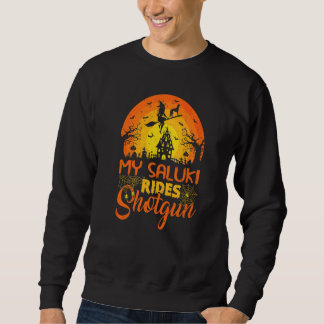 Vintage Sunset My Saluki Dog Ride Shotgun Hallowee Sweatshirt