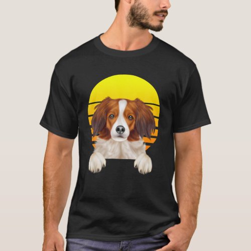 Vintage Sunset Nederlandse Kooikerhondje Dog Lover T_Shirt