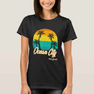 Vintage Sunset Ocean City Beach Maryland Summer Va T-Shirt