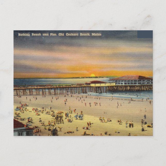 Vintage, Sunset Old Orchard Beach, Maine Postcard (Front)