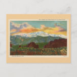 Vintage Sunset over Pikes Peak, Colorado Springs Postcard