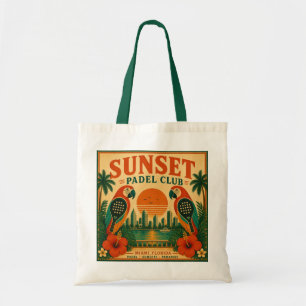 Vintage Sunset Padel Club Parrot Tote Bag