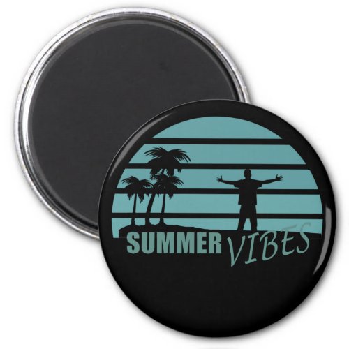 vintage sunset palm tree magnet