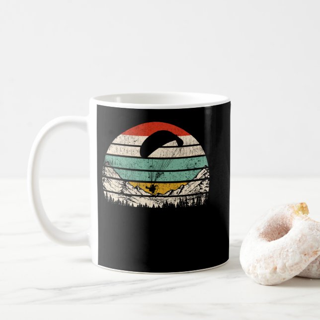 Vintage Sunset Paragliding For Paragliders Coffee Mug (With Donut)