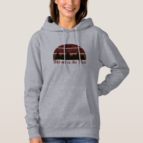 Vintage sunset pine trees in a wild forest hoodie