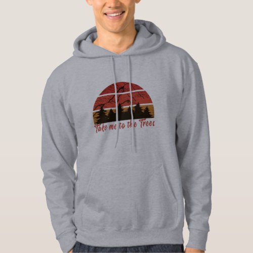 Vintage sunset pine trees in a wild forest hoodie