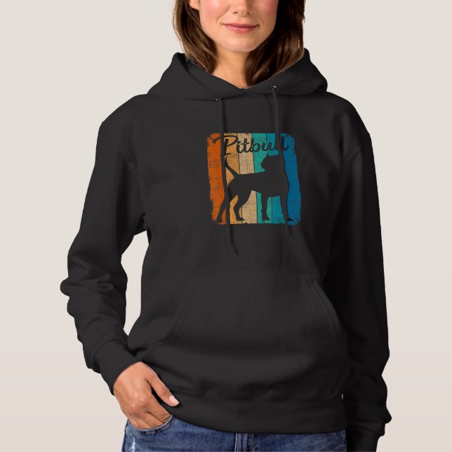 Vintage Sunset Pitbull Dog Pet  Dog Owner Hoodie (Front)