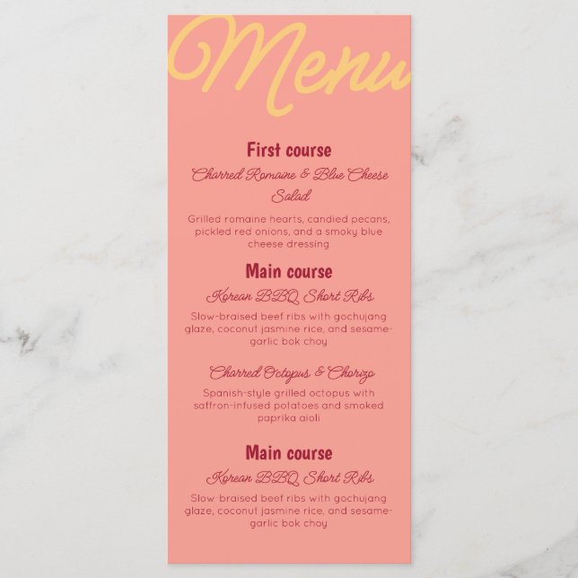 Vintage Sunset Retro Food And Drinks Petit Menu (Front)