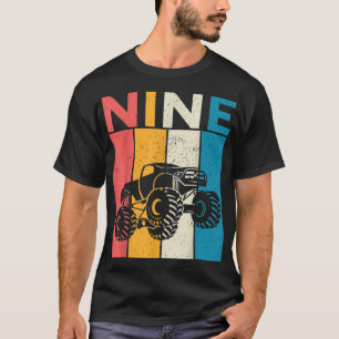 Vintage Sunset Retro I'm Nine 9th Birthday Monster T-Shirt