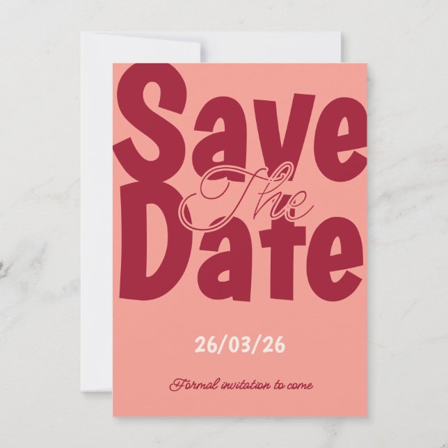 Vintage Sunset Retro Save The Date Card (Back)