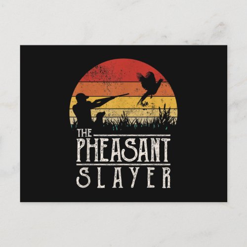 Vintage Sunset Retro Style Pheasant Hunting Announcement Postcard