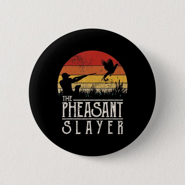 Vintage Sunset Retro Style Pheasant Hunting Pheasa Button (Front)