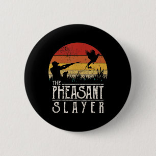 Vintage Sunset Retro Style Pheasant Hunting Pheasa Button