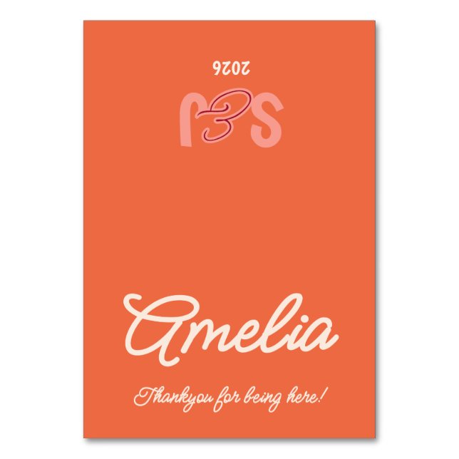 Vintage Sunset Retro Wedding Table Card (Front)