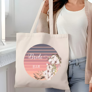 Vintage Sunset Rose Gold Floral Bride  Tote Bag