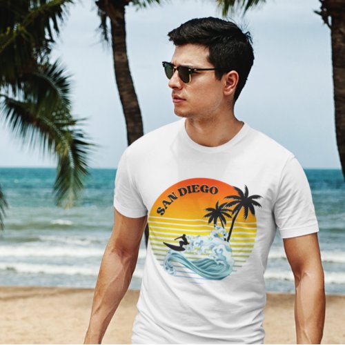 Vintage sunset San diego Retro beach Vacation T_Shirt