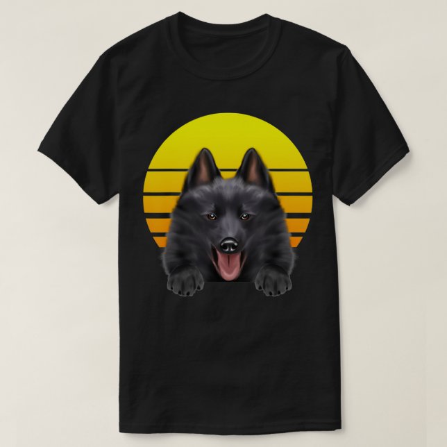 Vintage Sunset Schipperke Dog Lover  T-Shirt (Design Front)