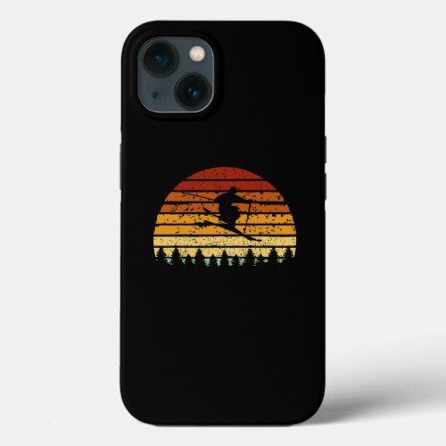 Vintage Sunset Skiing Gift For Skiers Skiing Lover iPhone 13 Case