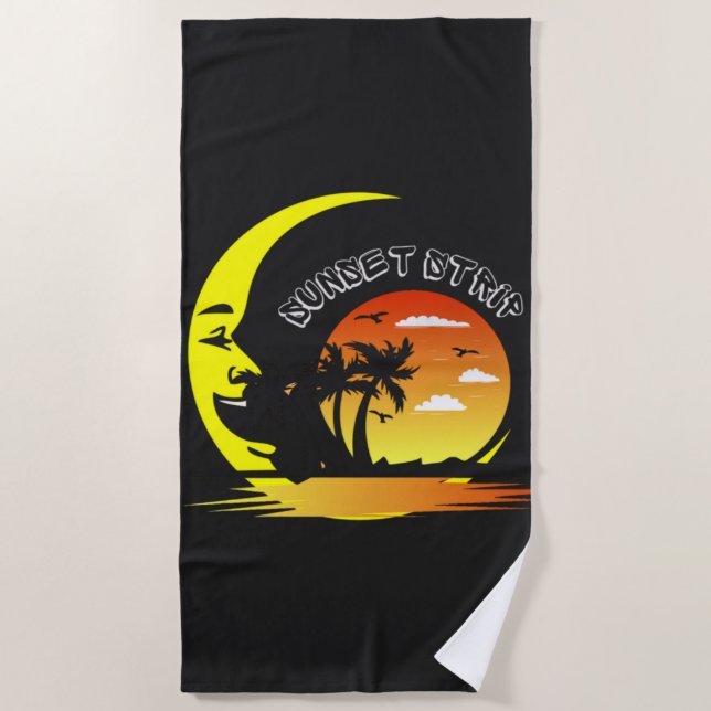 Vintage  Sunset Strip Beach Towel (Front)