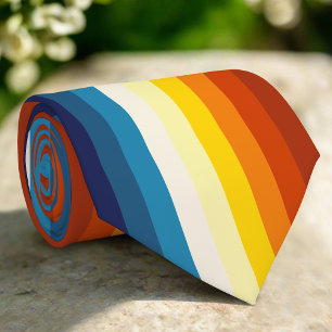 Vintage Sunset Stripes Colorful Rainbow Neck Tie