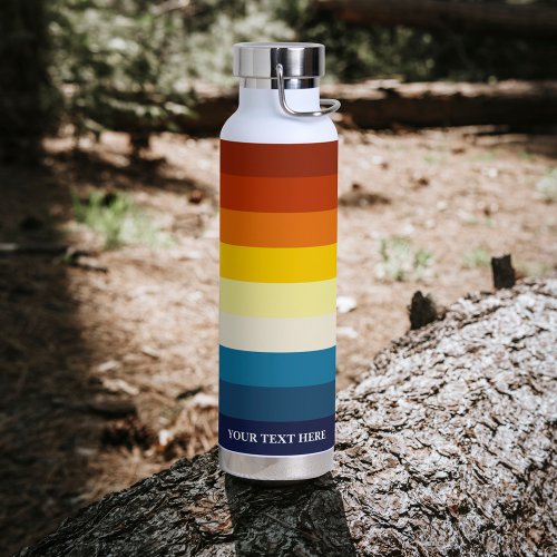 Vintage Sunset Stripes Colorful Rainbow Water Bottle