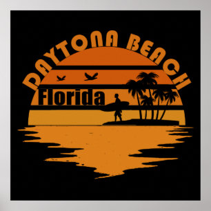 Vintage Sunset Summer Daytona Beach Florida Poster