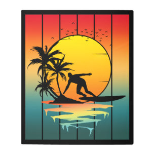 Vintage Sunset Surfing Surfer Ocean Surf Metal Print