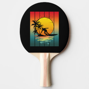 Vintage Sunset Surfing Surfer Ocean Surf Ping Pong Paddle