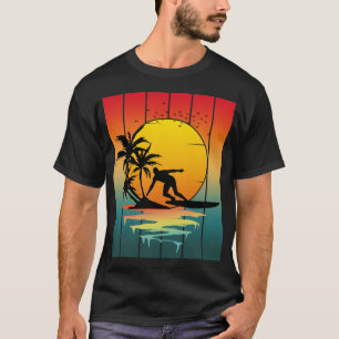 Vintage Sunset Surfing Surfer Ocean Surf T-Shirt